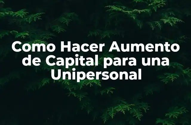 Como Hacer Aumento de Capital para una Unipersonal
