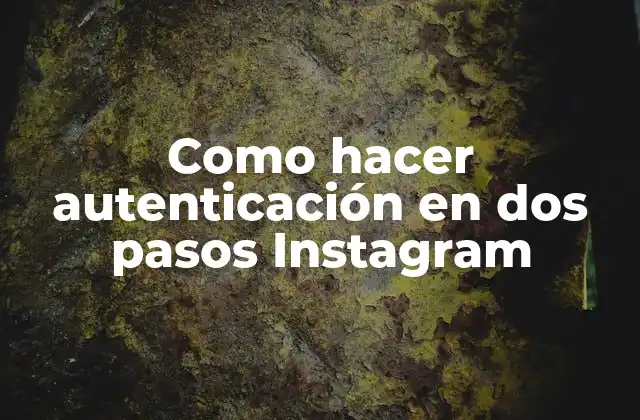 Como Hacer Autenticación en Dos Pasos Instagram