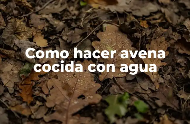 Como Hacer Avena Cocida con Agua