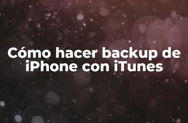 Cómo Hacer Backup de Iphone con Itunes