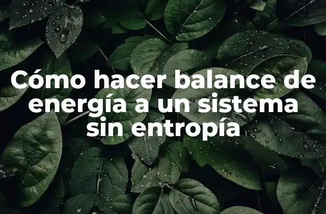 Cómo Hacer Balance de Energía a un Sistema sin Entropía