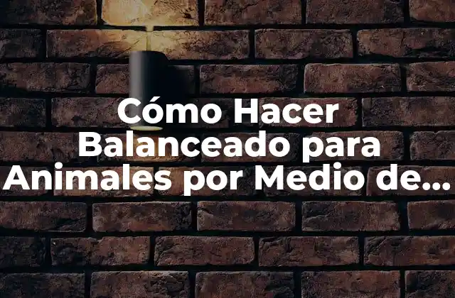 Cómo Hacer Balanceado para Animales por Medio de Anova