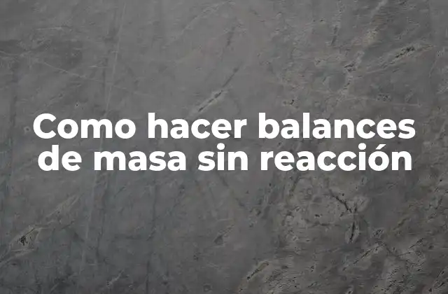 Como Hacer Balances de Masa sin Reacción