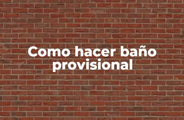 Como Hacer Baño Provisional