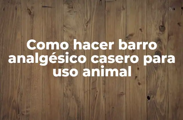 Como Hacer Barro Analgésico Casero para Uso Animal