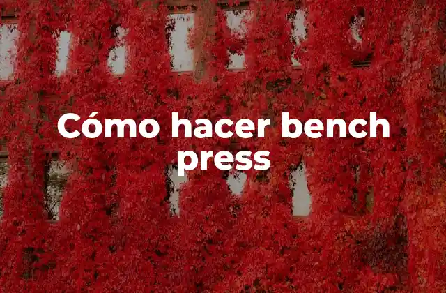 Cómo Hacer Bench Press