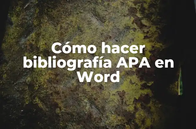 Cómo Hacer Bibliografía Apa en Word