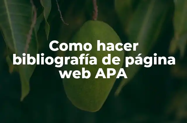 Como Hacer Bibliografía de Página Web Apa