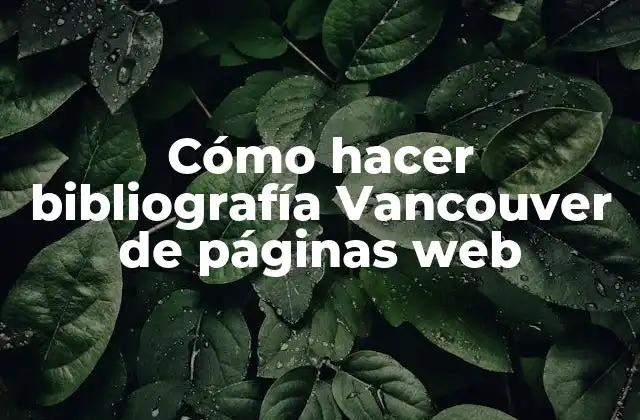 Cómo Hacer Bibliografía Vancouver de Páginas Web