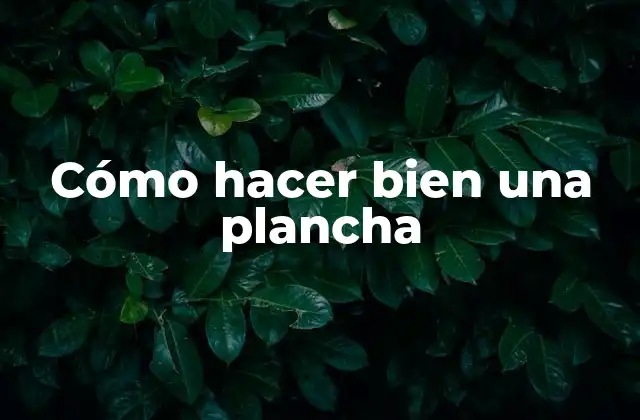 Cómo Hacer Bien una Plancha