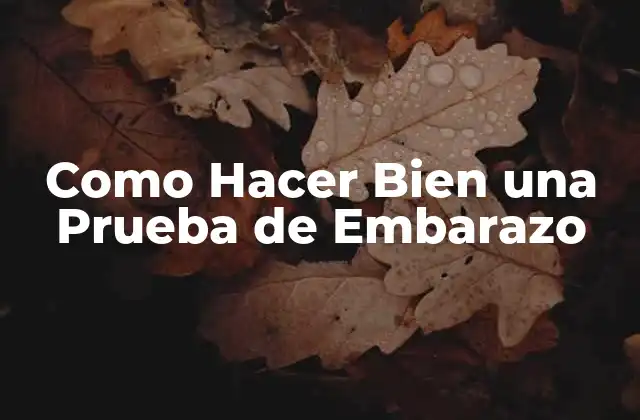 Como Hacer Bien una Prueba de Embarazo