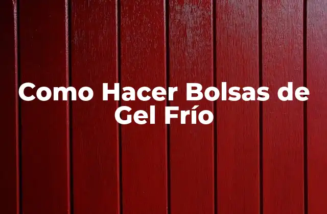 Como Hacer Bolsas de Gel Frío