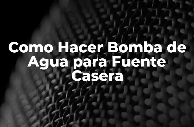 Como Hacer Bomba de Agua para Fuente Casera