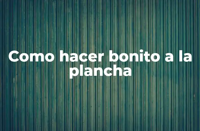 Como Hacer Bonito a la Plancha
