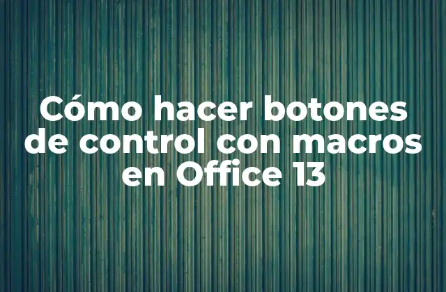 Cómo Hacer Botones de Control con Macros en Office 13