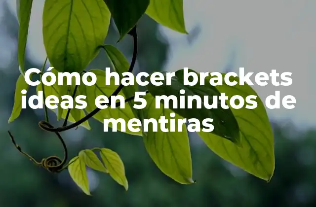 Cómo hacer brackets ideas en 5 minutos de mentiras