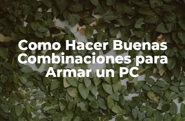 Como Hacer Buenas Combinaciones para Armar un Pc