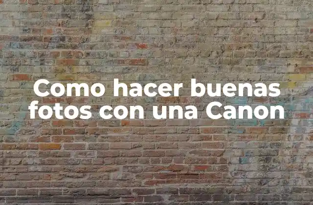 Como Hacer Buenas Fotos con una Canon