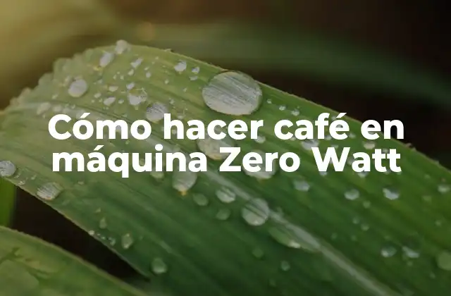 Cómo Hacer Café en Máquina Zero Watt