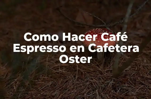 Como Hacer Café Espresso en Cafetera Oster