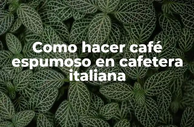 Como Hacer Café Espumoso en Cafetera Italiana