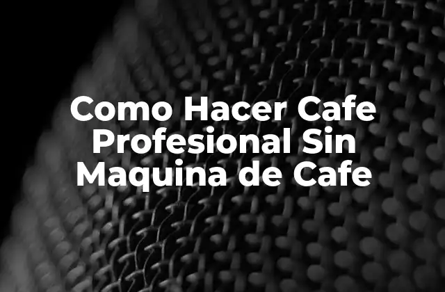 Como Hacer Cafe Profesional Sin Maquina de Cafe: Conceptos Básicos