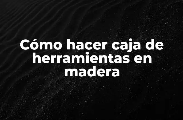 Cómo Hacer Caja de Herramientas en Madera