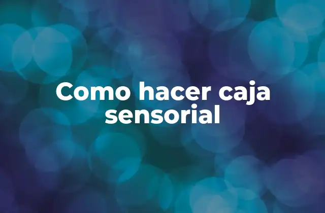 Como Hacer Caja Sensorial