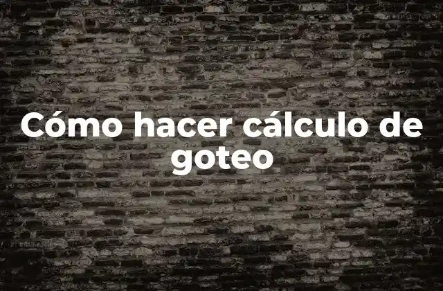 Cómo Hacer Cálculo de Goteo 2 Cómo hacer cálculo de goteo