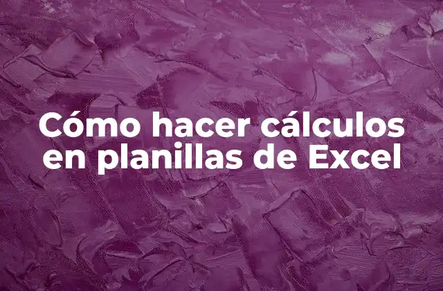 Cómo Hacer Cálculos en Planillas de Excel