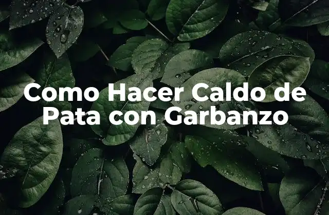 Como Hacer Caldo de Pata con Garbanzo