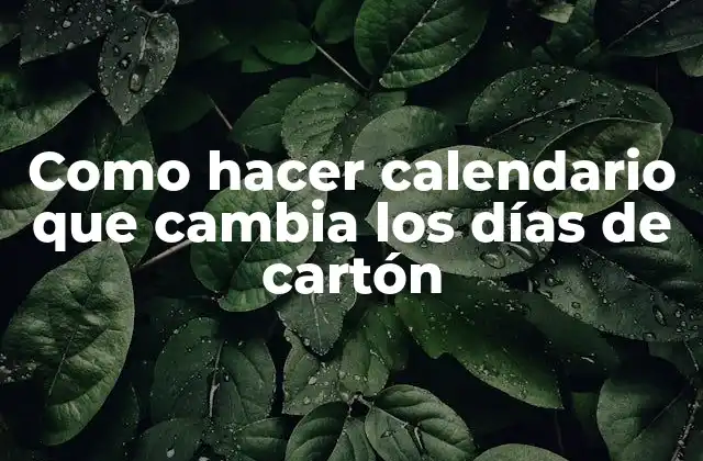 Como Hacer Calendario que Cambia los Días de Cartón
