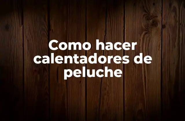 Como Hacer Calentadores de Peluche