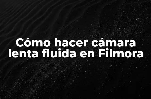 Cómo Hacer Cámara Lenta Fluida en Filmora