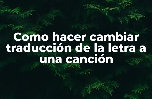 Como Hacer Cambiar Traducción de la Letra a una Canción
