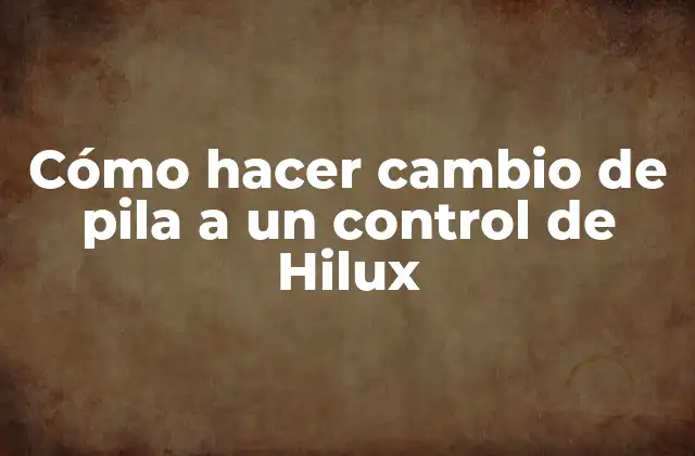 Cómo Hacer Cambio de Pila a un Control de Hilux 2 Qué es un control de Hilux y para qué sirve