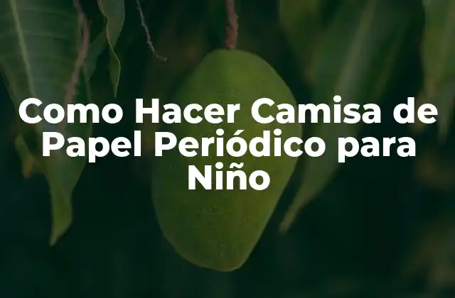 Como Hacer Camisa de Papel Periódico para Niño