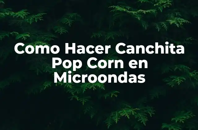 Como Hacer Canchita Pop Corn en Microondas