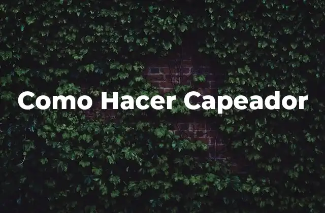 Como Hacer Capeador