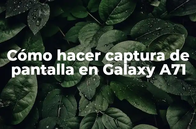 Cómo Hacer Captura de Pantalla en Galaxy A71