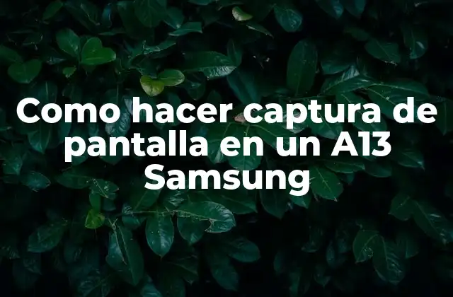 Como Hacer Captura de Pantalla en un A13 Samsung