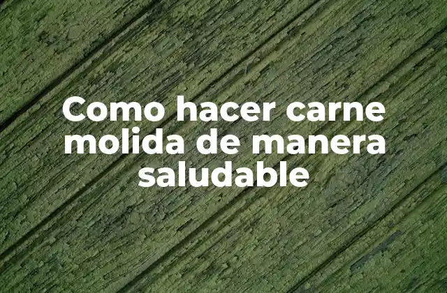 Como Hacer Carne Molida de Manera Saludable