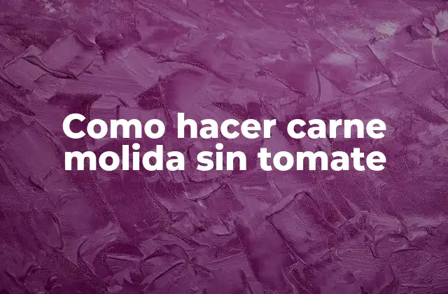 Como Hacer Carne Molida sin Tomate