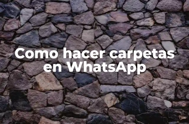 Como Hacer Carpetas en Whatsapp