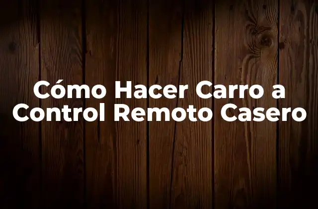 Cómo Hacer Carro a Control Remoto Casero