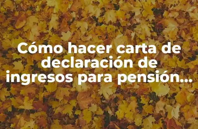 Cómo Hacer Carta de Declaración de Ingresos para Pensión Alimenticia