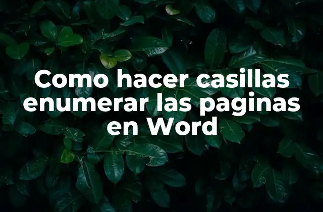 Como Hacer Casillas Enumerar las Paginas en Word