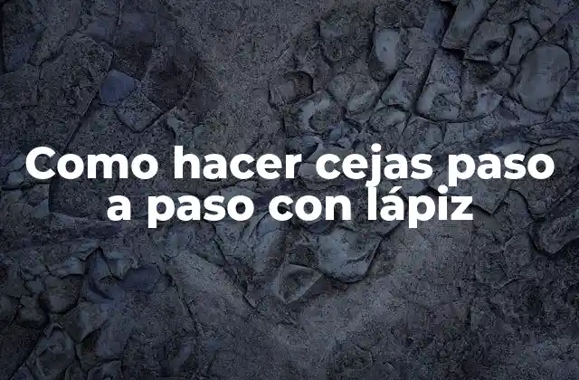 Como Hacer Cejas Paso a Paso con Lápiz