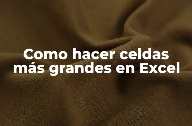 Como Hacer Celdas Más Grandes en Excel