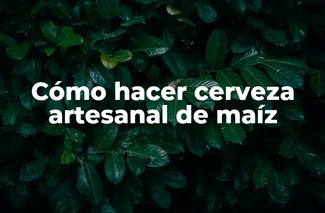 Cómo Hacer Cerveza Artesanal de Maíz